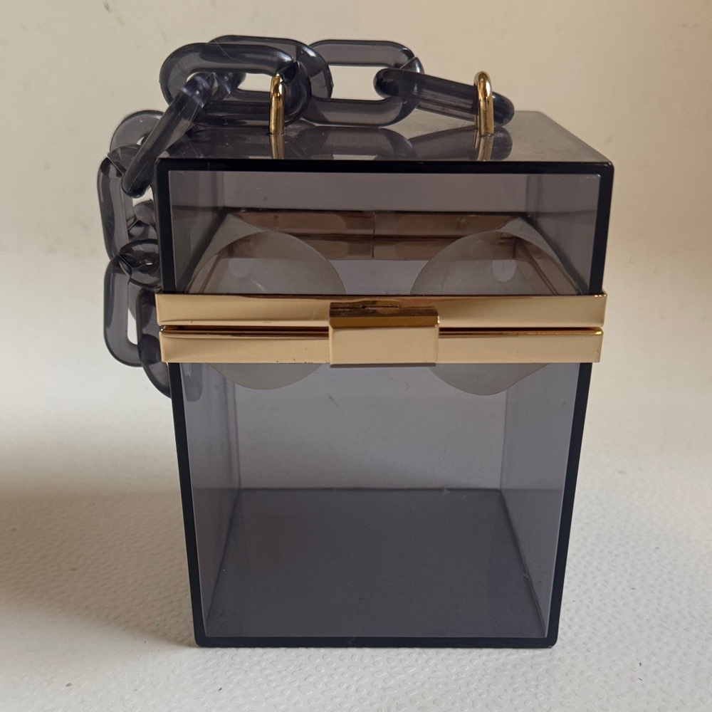 Transparent Box Clutch with Gold Accent